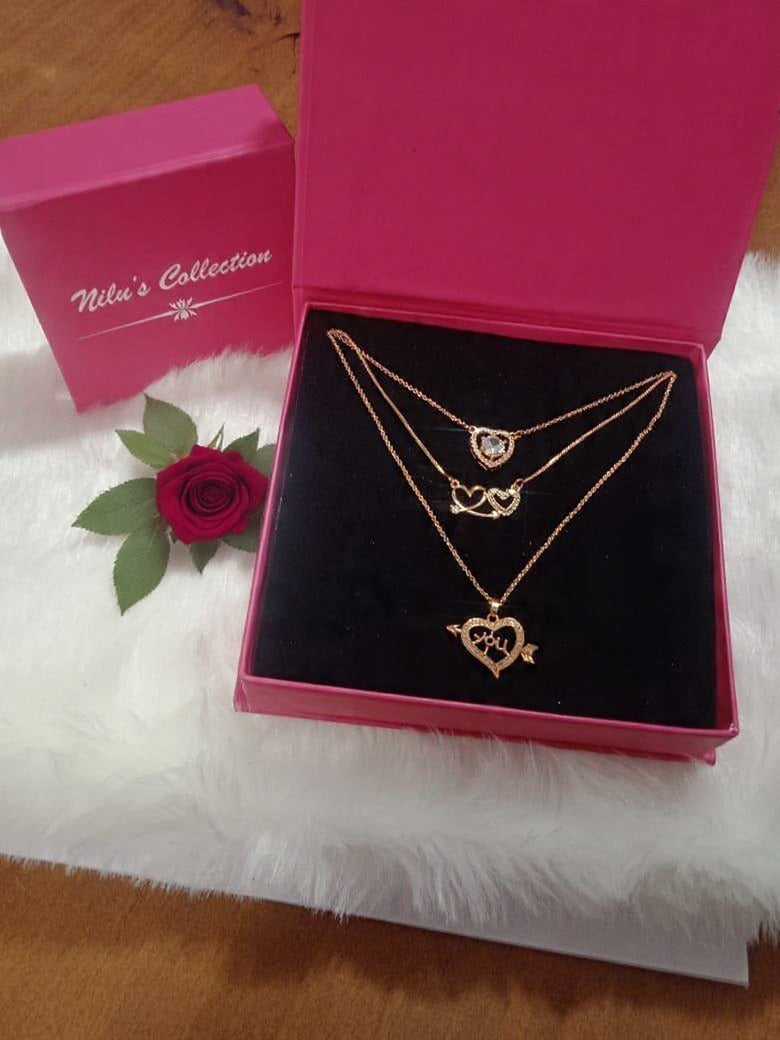 Power Play Pendants| Rose Gold Plated Value Set Pendants For Women And Girls