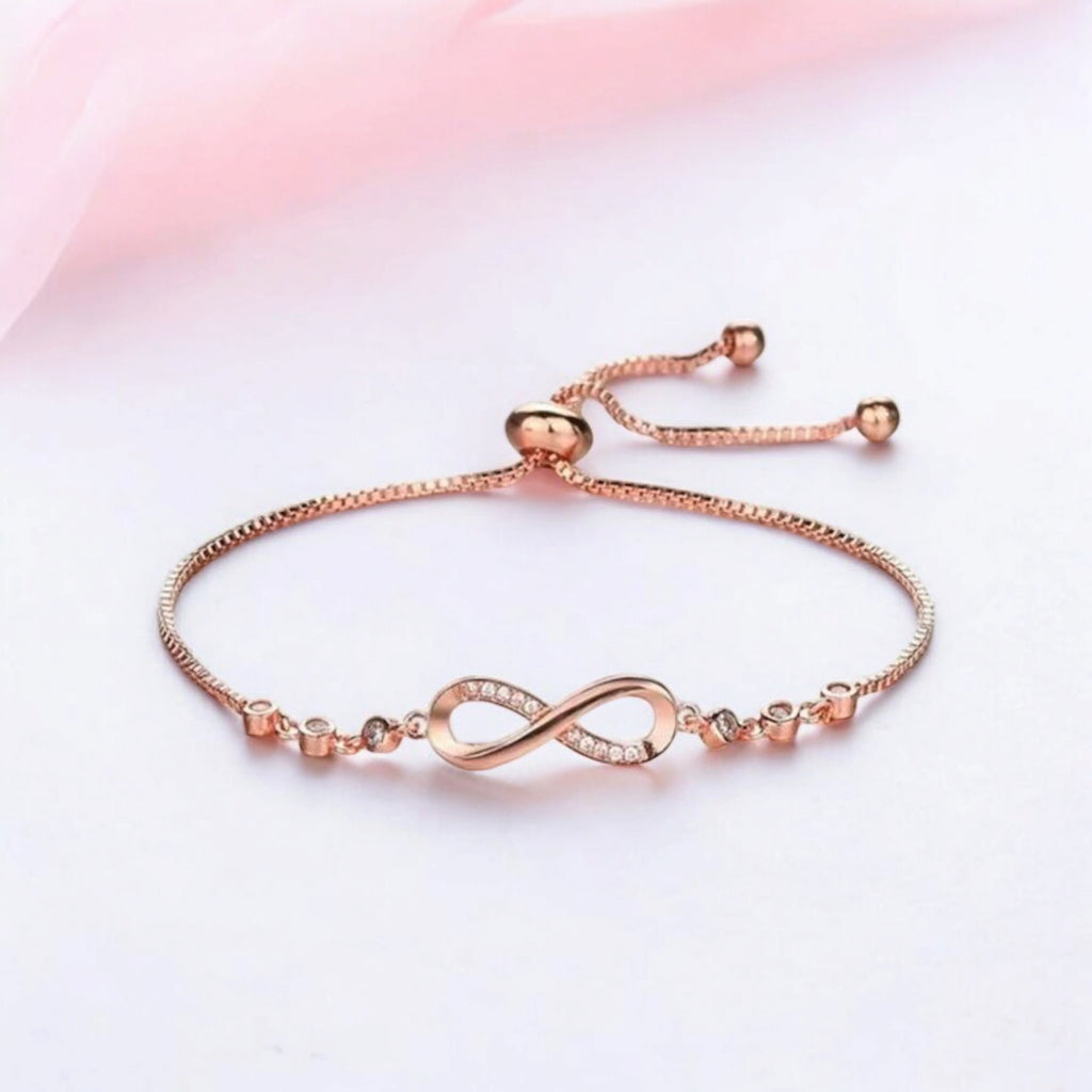 Rose Gold Plated Adjustable Charm Bracelet for Women and Girls