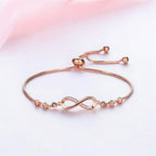Rose Gold Plated Adjustable Charm Bracelet for Women and Girls