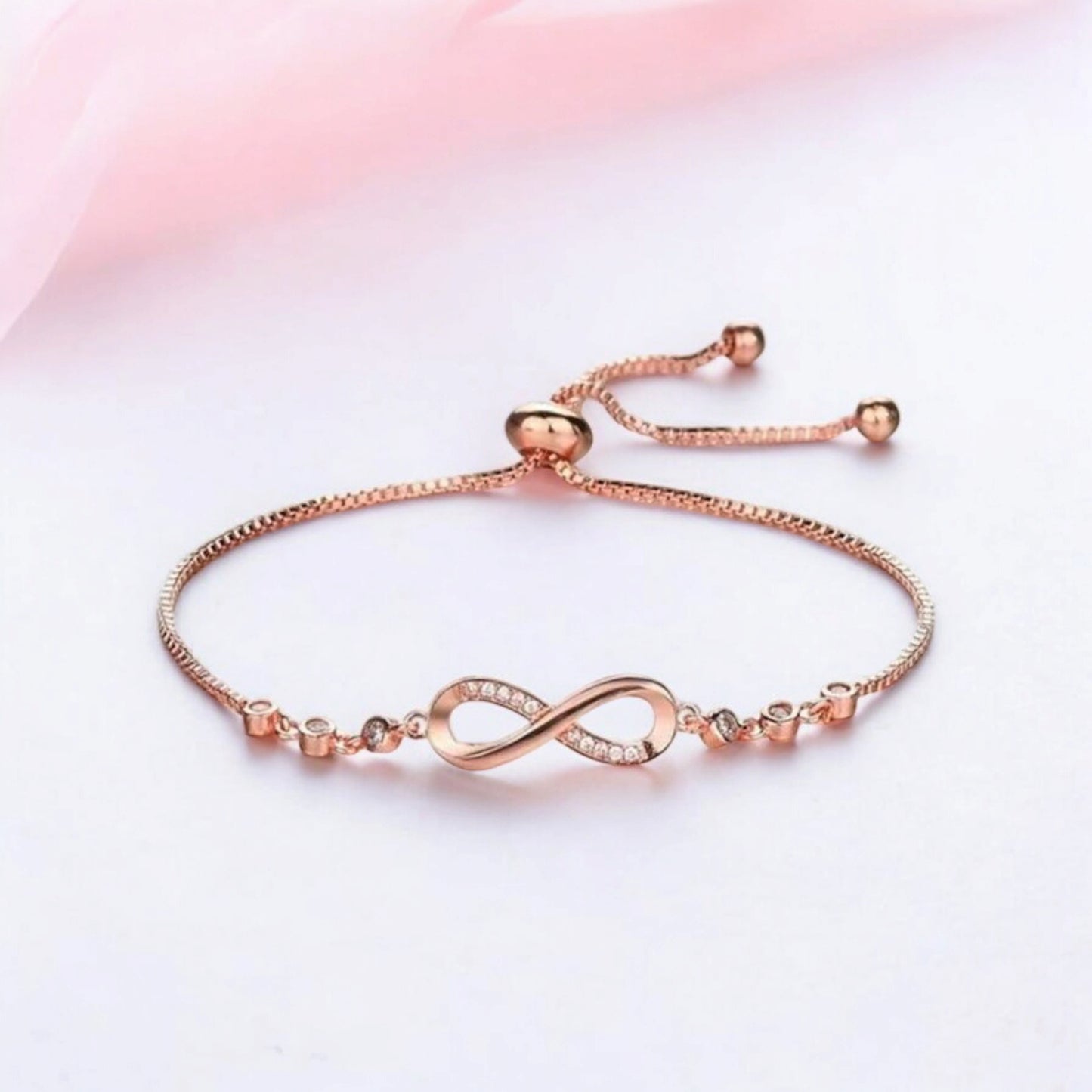 Rose Gold Plated Adjustable Charm Bracelet for Women and Girls