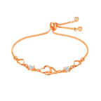 Double Heart Shape Rose Gold Plated CZ Crystal Bracelet, Gift for Loved One, Valentine's Day Gift
