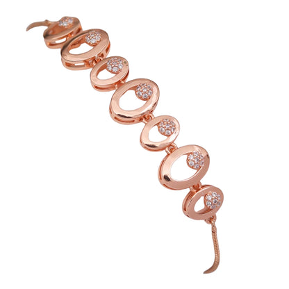 Rose Gold Plated AD Stone Bracelets for Women and Girls, Stylish Adjustable Alloy Bracelet, Birthday Anniversary and Valentine Gift