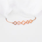 Rose Gold Plated American Diamond Adjustable Bracelet, Stylish Fashion Jewellery Gift for Girls & Women
