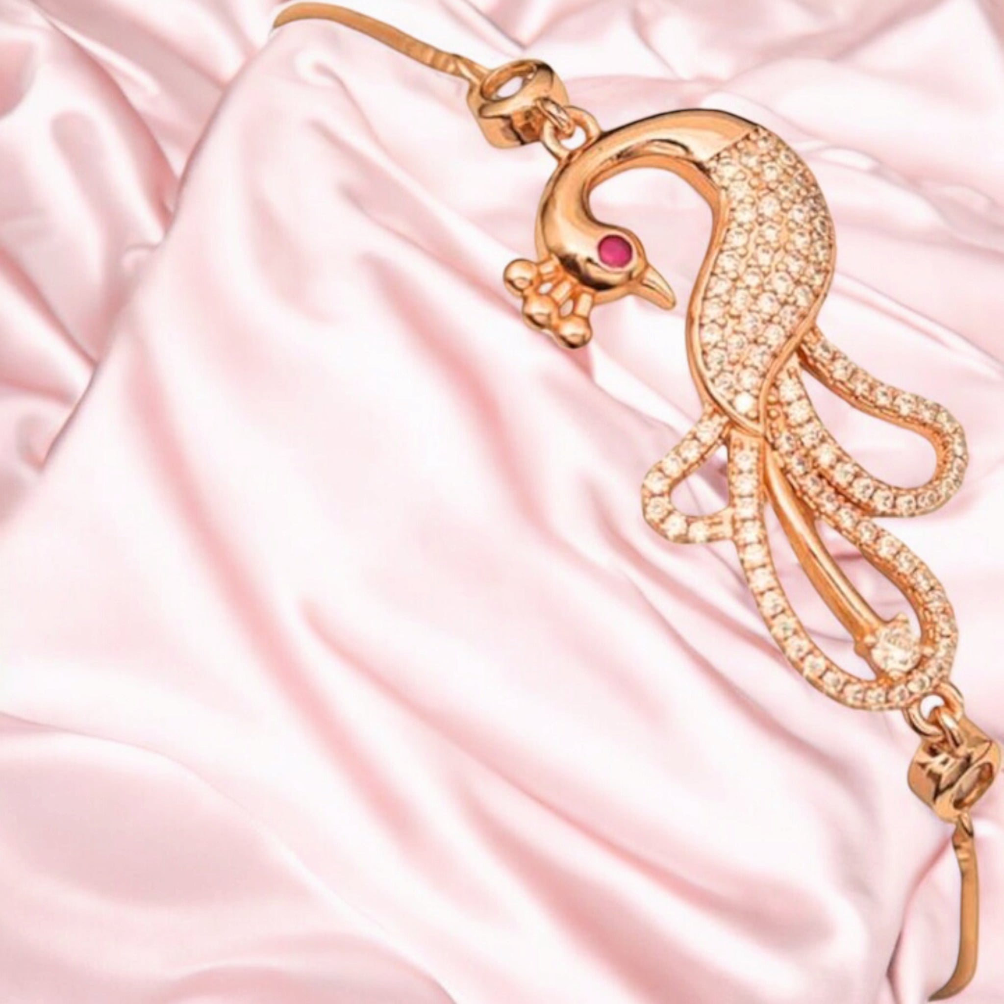 Rose Gold Plated American Diamond Adjustable Bracelet, Stylish Fashion Jewellery Gift for Girls & Women
