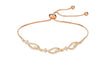 Rose Gold Plated American Diamond Adjustable Bracelet, Stylish Fashion Jewellery Gift for Girls & Women