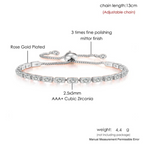 Silver Plated Cubic Zirconia Adjustable Bracelet, Stylish Fashion Jewellery Gift for Girls & Women (Silver-White)