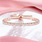 Rose Gold Plated Cubic Zirconia Adjustable Bracelet, Stylish Fashion Jewellery Gift for Girls & Women (White)