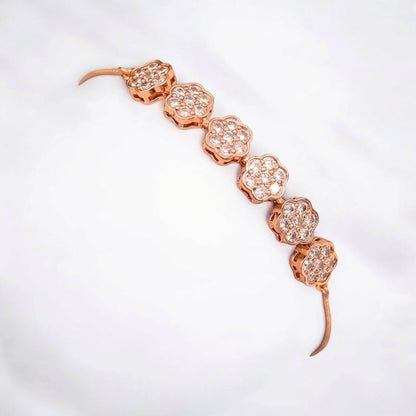 Rose Gold Plated American Diamond Adjustable Bracelet, Stylish Fashion Jewellery Gift for Girls & Women