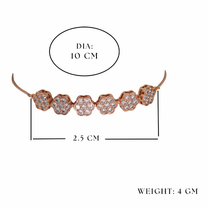 Rose Gold Plated American Diamond Adjustable Bracelet, Stylish Fashion Jewellery Gift for Girls & Women