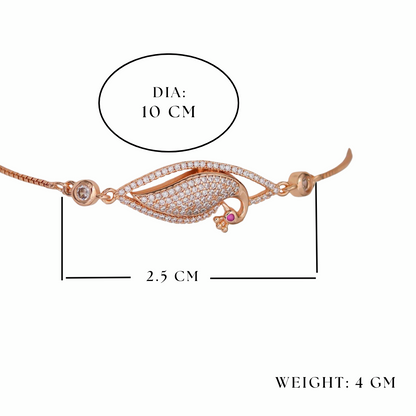 Rose Gold Plated American Diamond Adjustable Bracelet, Stylish Fashion Jewellery Gift for Girls & Women