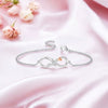 Silver Plated Designer Infinity Shape Cubic Zirconia CZ Adjustable Chain Bracelet