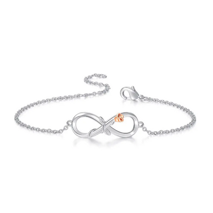 Silver Plated Designer Infinity Shape Cubic Zirconia CZ Adjustable Chain Bracelet