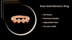 Rose Gold Plated | American Diamond Studded | Adjustable | Finger Ring for Women and Girls, Style 12