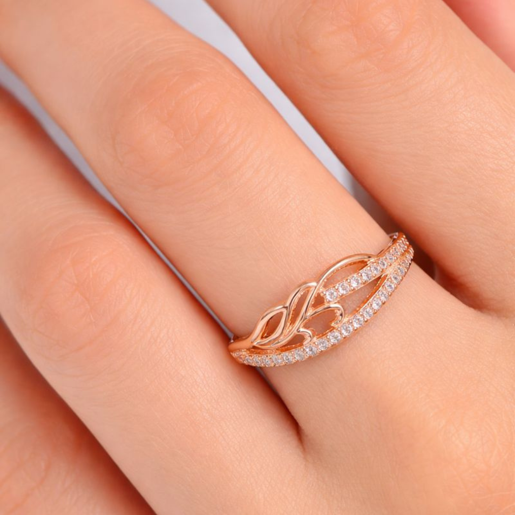 Rose Gold Plated | American Diamond Studded | Adjustable | Finger Ring for Women and Girls, Style 13