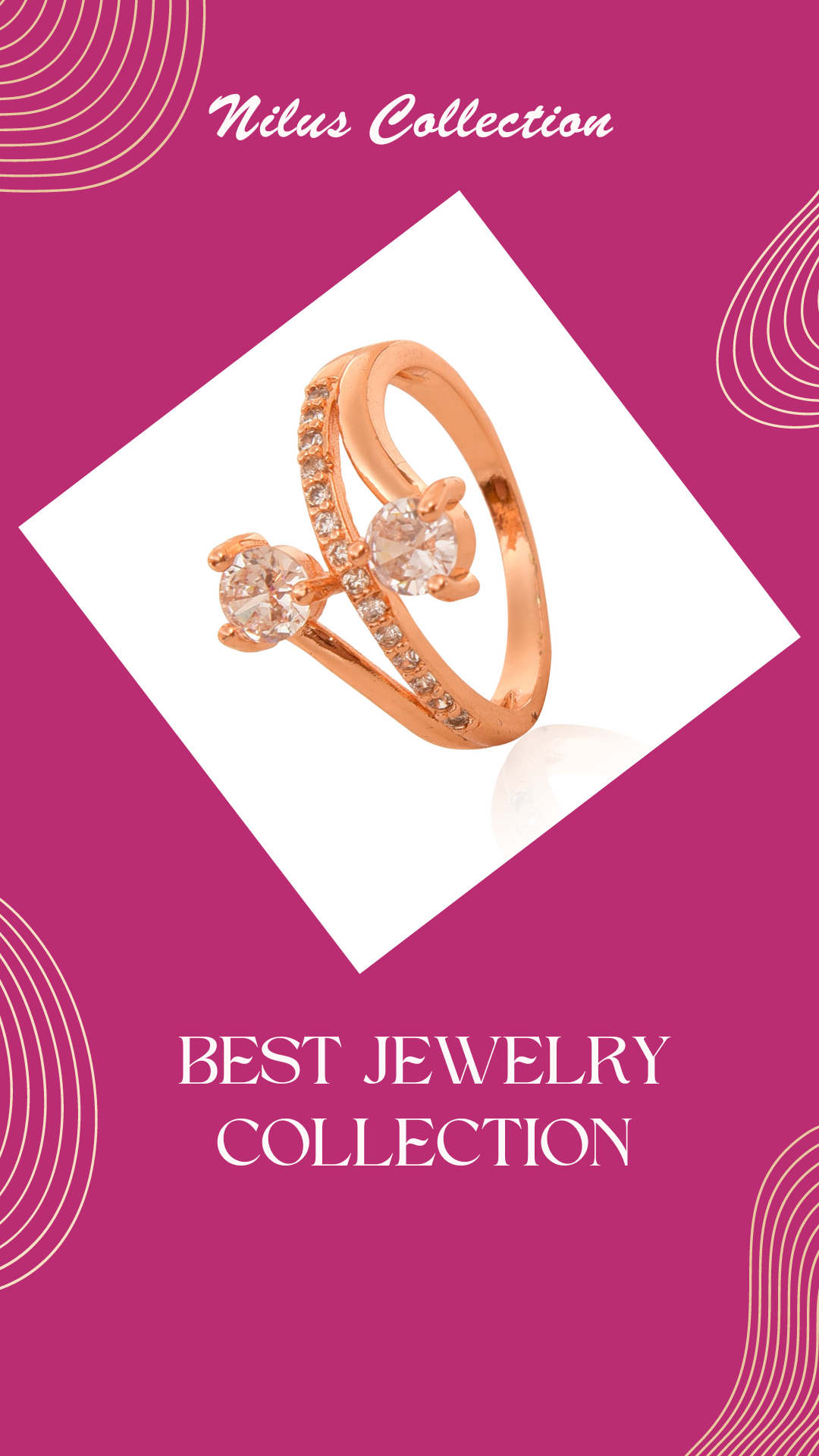 Rose Gold Plated | American Diamond Studded | Adjustable | Finger Ring for Women and Girls, Style 14