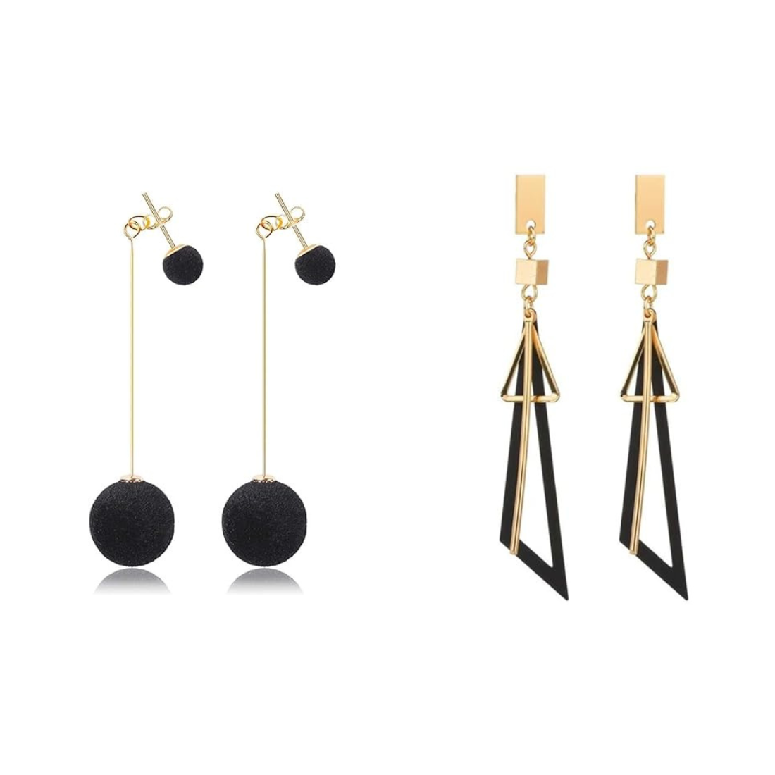 Plush Ball Korean Style Earrings for Women, Long Tassle Dangle Drop Earrings for Women (combo)