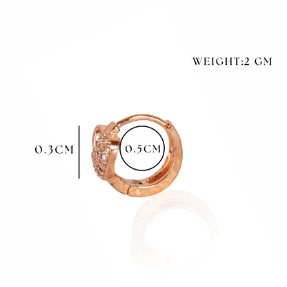 18k Rose Gold Plated Clip On Hoop Earrings, Latest Fancy Stylish Zircon Copper Bali Earrings for Women and Girls (Love)