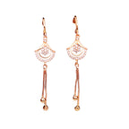 Rose Gold Long Earrings, American Diamond Studded Lightweight Drop Earrings for Women and Girls (rose)