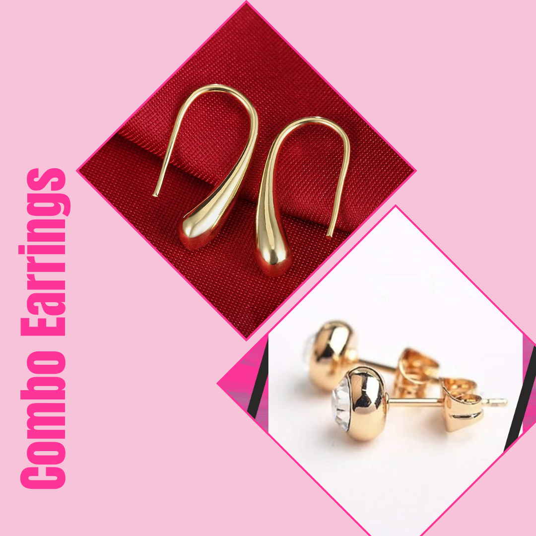 Daily Use, Light Weight Stud Earrings| Rose Gold Plated| Perfect for Baby Girls, Office Goers| Combo Earrings Set