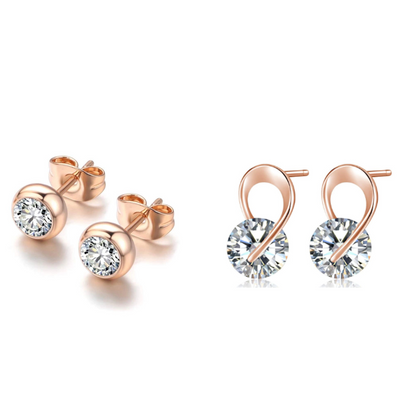 Combo Stud Earrings| Rose Gold Plated| Perfect for Baby Girls, Office Goers| Daily Use, Light Weight Earrings Set