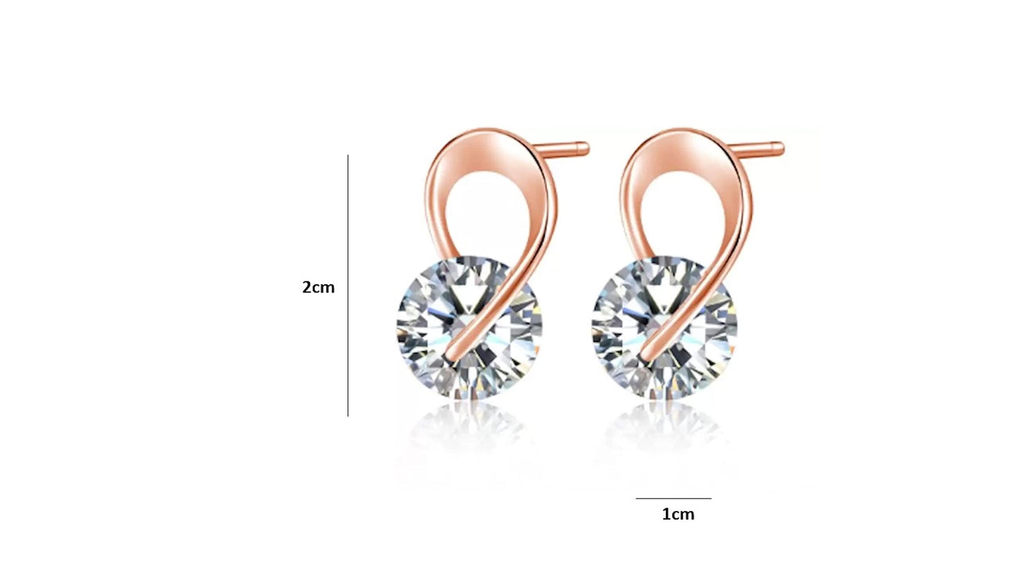 Combo Stud Earrings| Rose Gold Plated| Perfect for Baby Girls, Office Goers| Daily Use, Light Weight Earrings Set