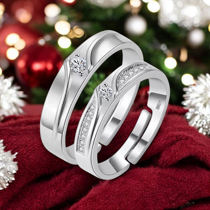 925 Sterling Silver Romantic Imperial Couple Ring / Best for Wedding, Anniversary, Valentine Gift