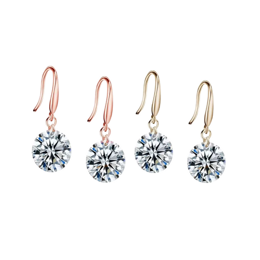 Combo of Rose Gold and Golden Drop Earrings with White Stone for Women d Girl Crystal Copper Stud Earring