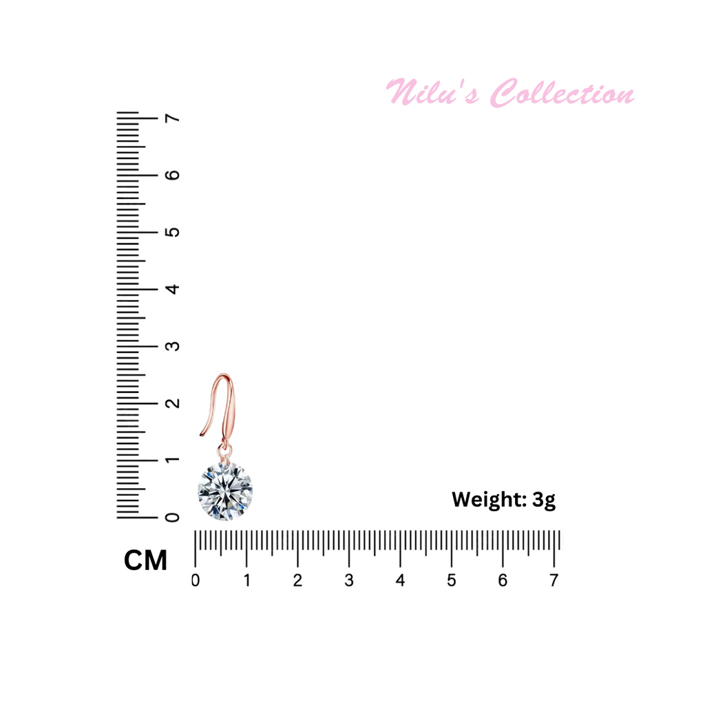 Rose Gold Plated Crystal Drop Earrings For Girls