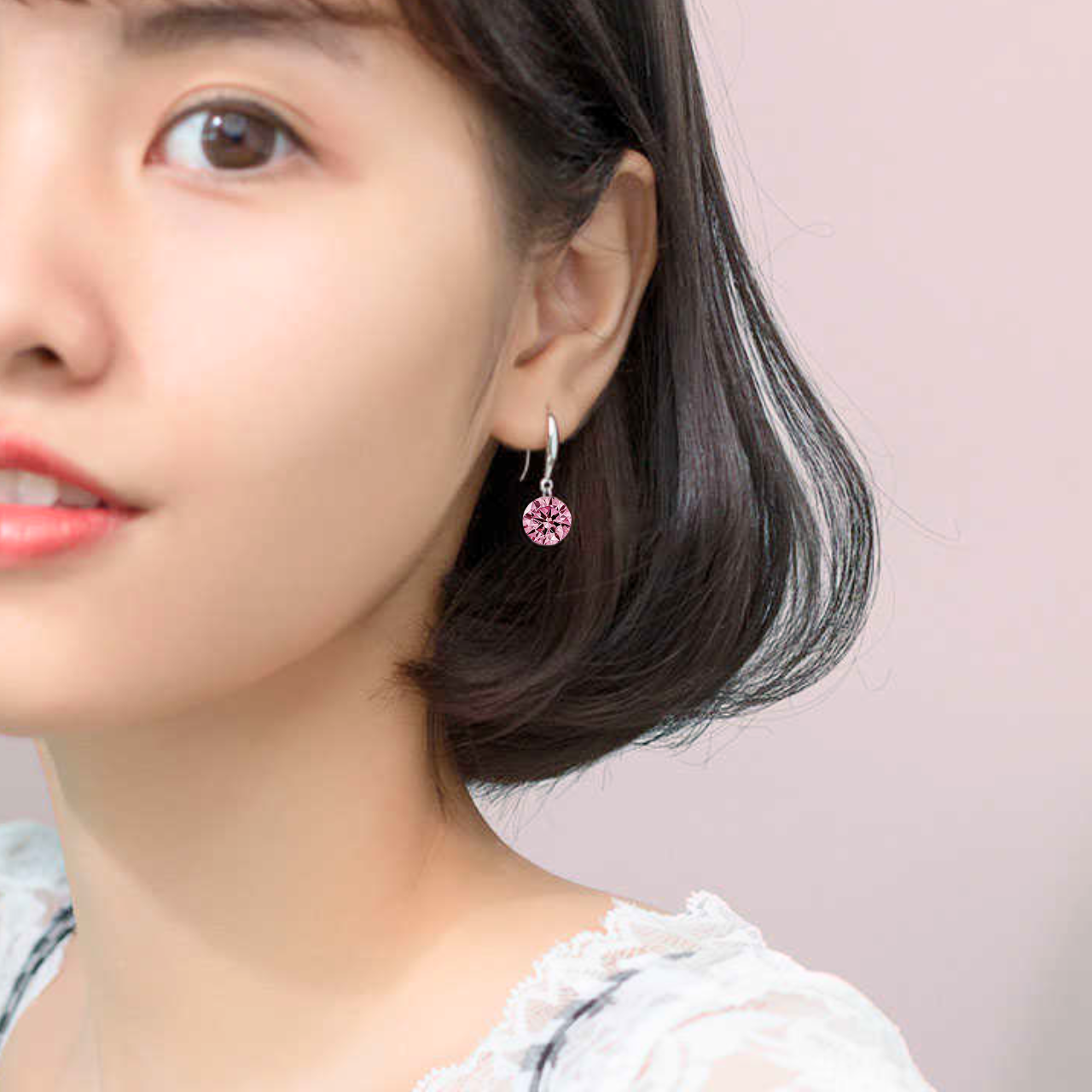 Combo of Silver Plated Pink and White Stone Drop Earrings for Women and Girl Crystal Copper Stud Earring