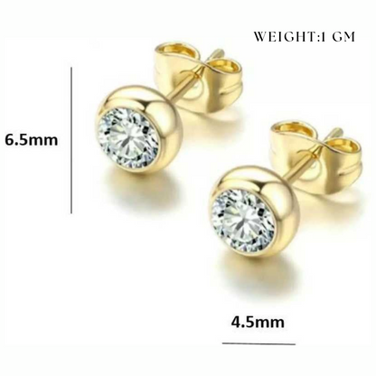 Daily Wear Gold Plated White Zircon Stud Earrings For Girls and Women