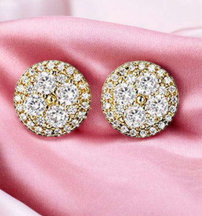 Premium Quality Gold Plated Round Micro Zircon Stone Stud Earring for Woman and Girls