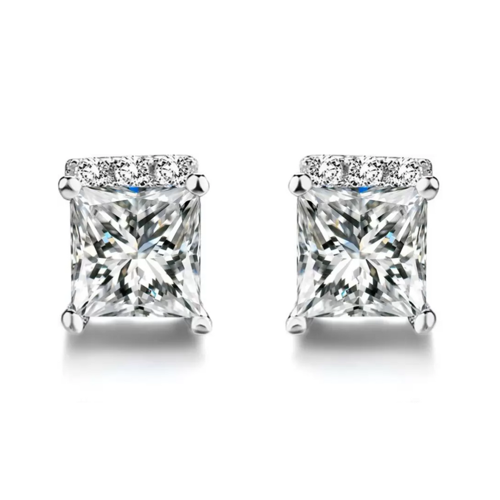 High Quality Square Shape Crystal Stud Earrings for Girls and Women Crystal Copper Stud Earring