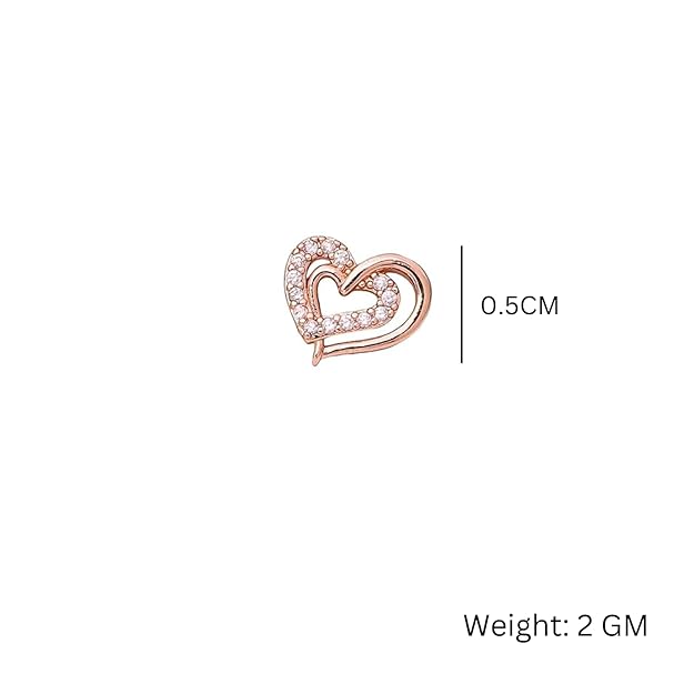 Heart Shape Stud Earrings for Women and Girls, Cubic Zirconia Hollow Heart Contemporary Studs