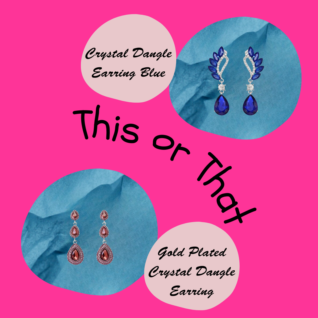 Trendy Rhinestone Crystal Dangle & Drop Statement Earrings, Long Eardrops for Women & Girl (Combo), Blue & Maroon