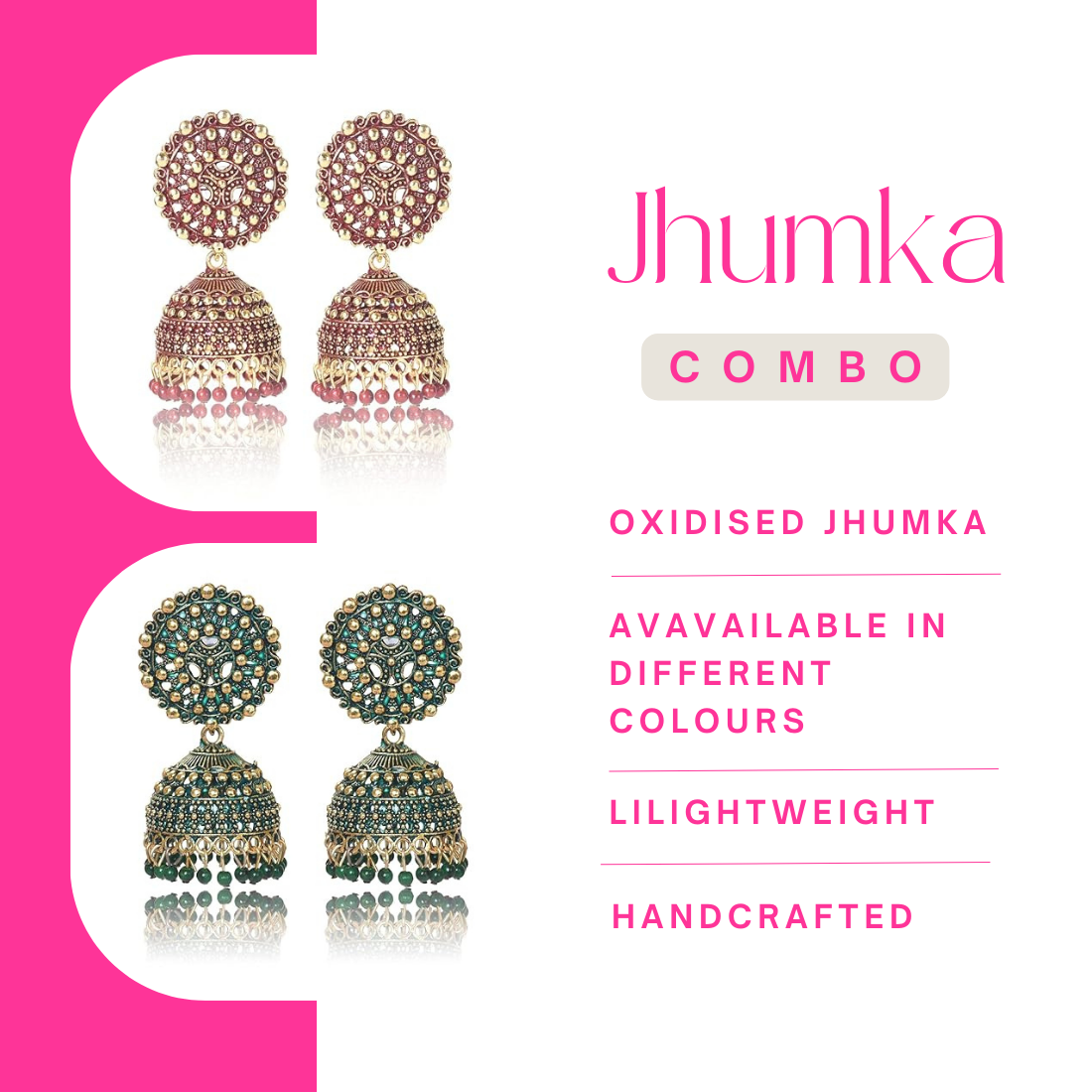 Ethnic Oxidised Jhumka Earrings, Long Hangings Traditional Alloy Jhumki Earrings for Women & Girls, green-rust