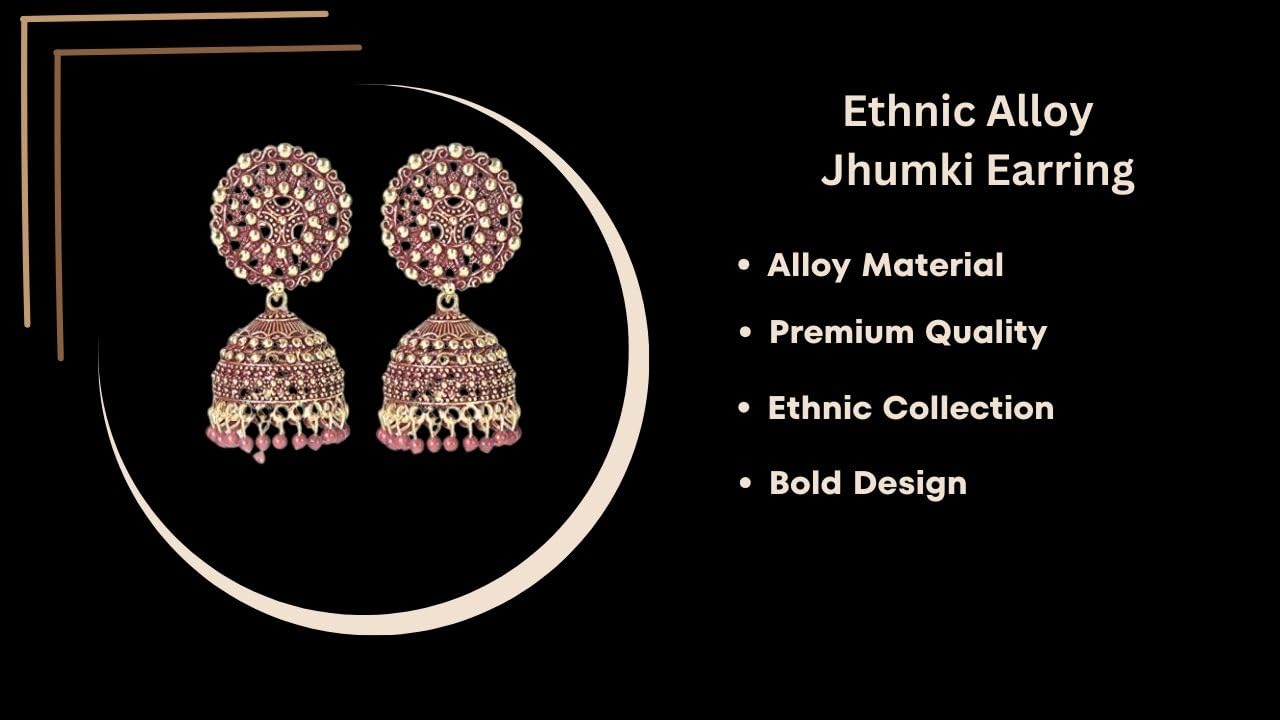 Handmade Alloy Dome Shaped Jhumka Earrings, Traditional Designer Jhumki for Women and Girls (Combo), Green-Maroon