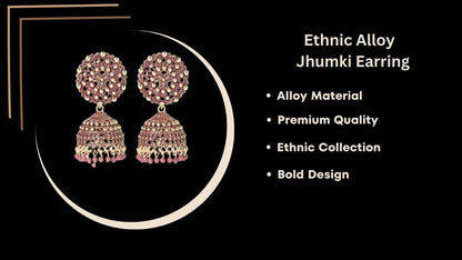 Handmade Alloy Dome Shaped Jhumka Earrings, Traditional Designer Jhumki for Women and Girls (Combo), Green-Maroon