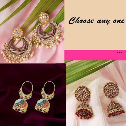 Traditional Jhumka Earrings for Women and Girls, Indian Ethnic Jhumki Earrings, Wedding and Festival Wear