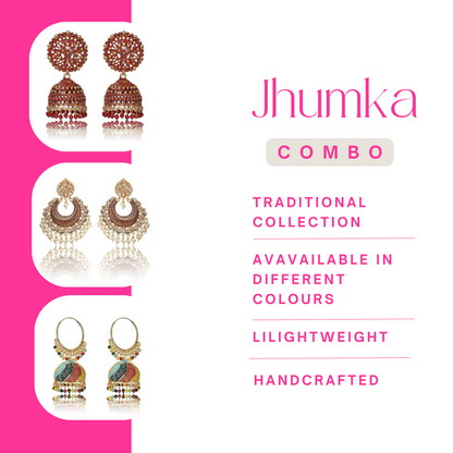 Traditional Jhumka Earrings for Women and Girls, Indian Ethnic Jhumki Earrings, Wedding and Festival Wear