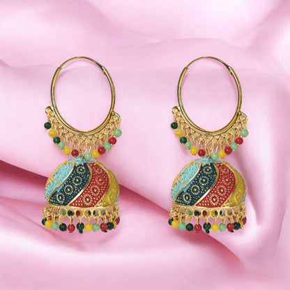 Traditional Multicolor Jhumka Earring for Women and Girls, Indian Ethnic Alloy Jhumki Earrings