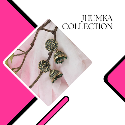 Ethnic Oxidised Jhumka Earrings, Long Hangings Traditional Alloy Jhumki Earrings for Women & Girls, Red-Green