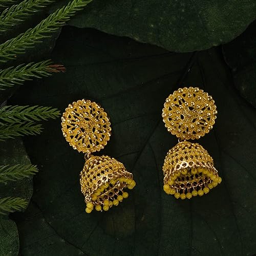 Ethnic Oxidised Jhumka Earring, Long Hangings Traditional Alloy Jhumki Earrings for Women & Girls