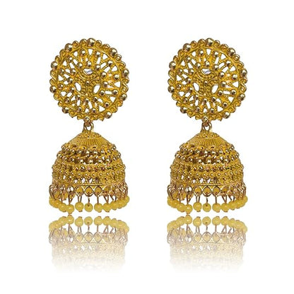 Ethnic Oxidised Jhumka Earring, Long Hangings Traditional Alloy Jhumki Earrings for Women & Girls