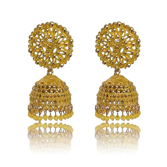 Ethnic Oxidised Jhumka Earring, Long Hangings Traditional Alloy Jhumki Earrings for Women & Girls