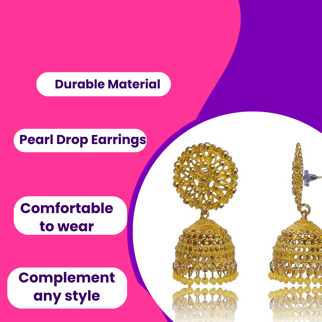 Ethnic Oxidised Jhumka Earring, Long Hangings Traditional Alloy Jhumki Earrings for Women & Girls