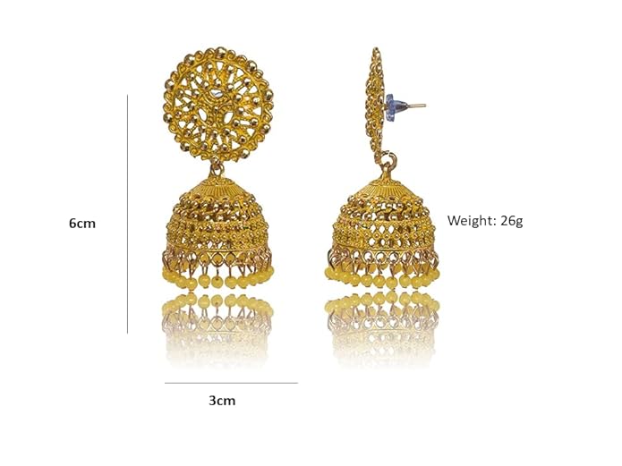 Ethnic Oxidised Jhumka Earring, Long Hangings Traditional Alloy Jhumki Earrings for Women & Girls