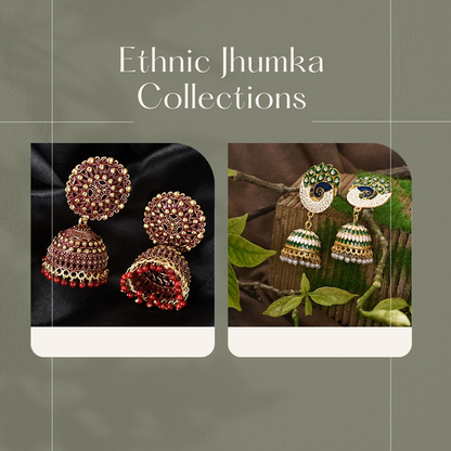 Handmade Alloy Dome Shaped Jhumka Earrings, Traditional Designer Jhumki for Women and Girls (Combo), Green-Maroon