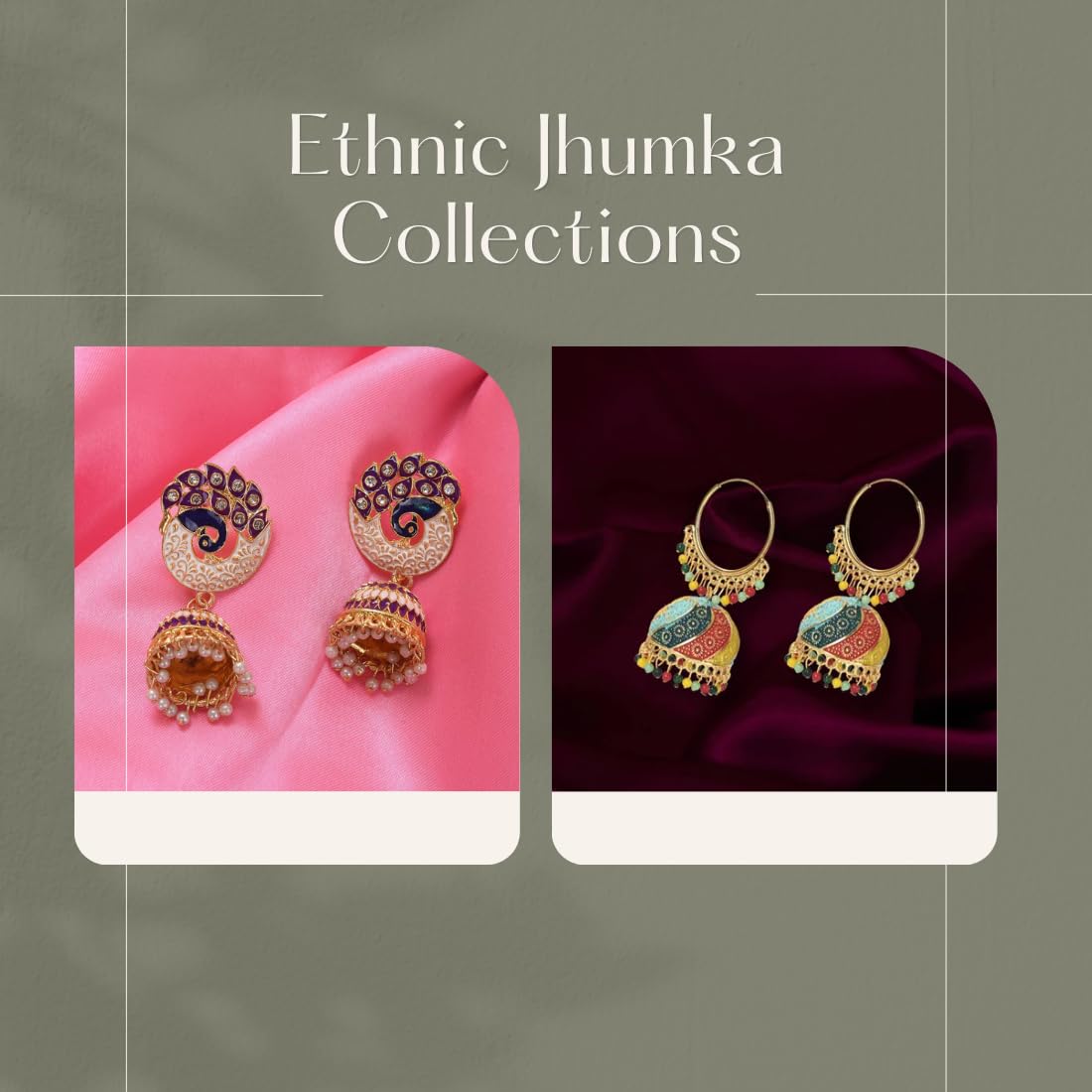 Handmade Alloy Dome Shaped Jhumka Earrings, Ethnic Jhumki Collection for Women and Girls (Combo), Multicolur-Purple