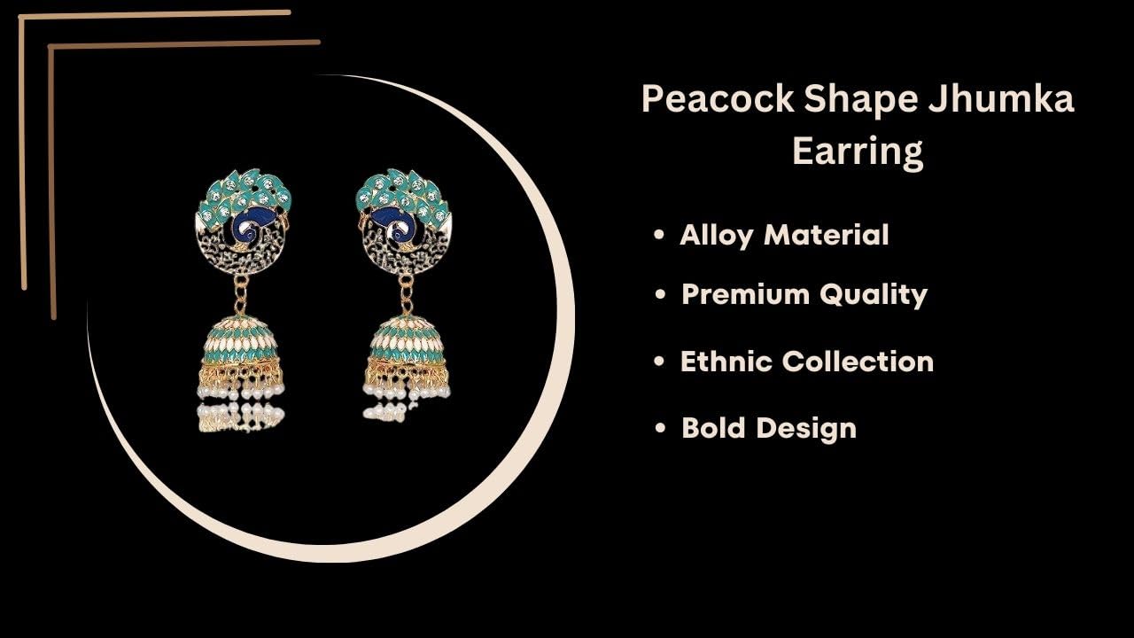 Handmade Alloy Dome Shaped Jhumka Earrings, Ethnic Jhumki Collection for Women and Girls (Combo), Multicolur-Green