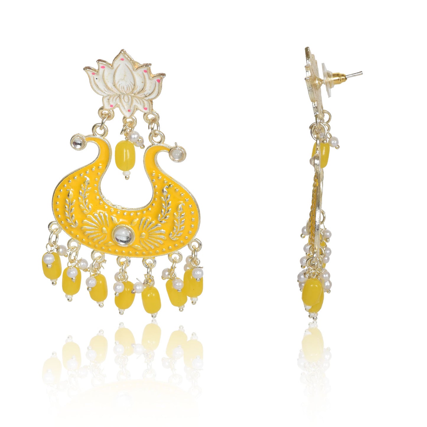 Handmade Ethnic Designer Yellow Floral Jhumka for Women & Girl Jhumki Earring